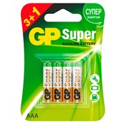 Батарейки КОМПЛЕКТ 4 шт., GP Super G-Tech, AAA (LR03,24А), алкалиновые, мизинчиковые, ПРОМО 3+1, 24A3/1-2CR4