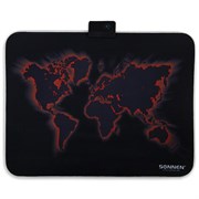 Коврик для мыши SONNEN "LIGHTING", резина+ткань, 350х270х4 мм, чёрный, 513316