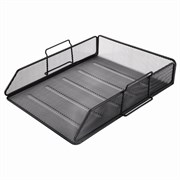 Лоток горизонтальный металлический для бумаг BRAUBERG "Germanium", А4 (260х337х77 мм), черный, 231954