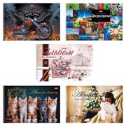 Альбом для рисования, А4, 32 листа, спираль, обложка картон, HATBER, 205х300 мм, "Ассорти" (5 видов), 051940, 32А4Всп