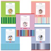 Тетрадь 12 л., HATBER, косая линия, обложка картон, "Мультяшки" (микс в спайке), 057242, 12Т5В6