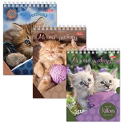 Блокнот МАЛЫЙ ФОРМАТ А6 110х145 мм, 40 л., гребень, лакированная обложка, клетка, HATBER, "Милые Котята", 004667, 40Б6B1гр