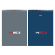 Блокнот А5 145х205 мм, 80 л., гребень, картон, жесткая подложка, клетка, HATBER, "INSIDE" ("Офисный"), 004881, 80Б5В1гр