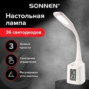 Настольная лампа / светильник SONNEN HS-01 на подставке, LCD-экран, СВЕТОДИОДНАЯ, 5 Вт, белый, 238234