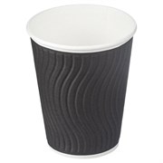 Стакан одноразовый бумажный 300/408 мл, D 90 мм, КОМПЛЕКТ 40 шт., двухслойный, холодное/горячее, Impresso Black WaveСКАНДИПАКК, -2406, 771W1200-2406
