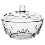 Сахарница, с крышкой, диаметр 140 мм, фактурное стекло, PASABAHCE "ПЕРЛА", фирменная подарочная упаковка, 97236