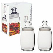 Банка для сыпучих продуктов, с крышкой, КОМПЛЕКТ 2 штуки, 1100 мл, стекло, PASABAHCE "ЧЕШНИ", фирменная подарочная упаковка, 97425