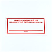 Знак "Ответственный за пожарную безопасность", КОМПЛЕКТ 3 штуки, 100х200х2 мм, пластик, F21