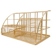 Органайзер для косметики и мелочей металлический 5 секций, MONTE VITA (МОНТЕ ВИТА), 140х220х127 мм, золото, 272477