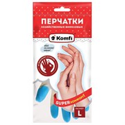 Перчатки МНОГОРАЗОВЫЕ виниловые SUPER КОМФОРТ, гипоаллергенные, размер 8-9, L (большой), вес 90 г, Komfi, ADM, 25591