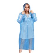 Дождевик-плащ синий на кнопках полиэтиленовый, универсальный размер 120x80 см, SHAMAANI (ШАМААНИ), 610929