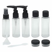 Дорожный набор флаконов в косметичке с наклейками, 7 флаконов (5х50 мл, 2х10 мл), DASWERK (ДАСВЕРК), 609298