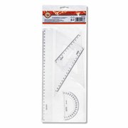 Набор чертежный средний KOH-I-NOOR (линейка 30 см, 2 треугольника, транспортир), прозрачный, европодвес, 750900, 75090000000