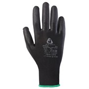 Перчатки нейлоновые JETA SAFETY, полиуретановое покрытие, КОМПЛЕКТ 12 пар, размер 8, M (средний), черные, JP011b, JP011b-M