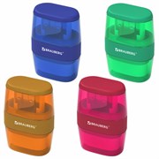 Точилка с ластиком 2 в 1 BRAUBERG "Double", 2 отверстия, яркие цвета корпуса ассорти, 271987