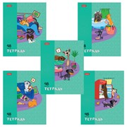 Тетрадь А5 48 л., HATBER скоба, клетка, обложка картон, "Dog mafia" (микс в спайке), 083566, 48Т5В1