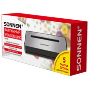 Вакууматор/вакуумный упаковщик SONNEN VS-903, 5 режимов, 12 л/мин, 110 Вт, до 30 см, сухие/влажные продукты, 456339