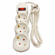 Удлинитель У10-003 3 розетки, с заземлением, 10 А, 3 м, белый, 6696