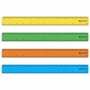 Линейка пластиковая 30 см, BRAUBERG, неоновая, ассорти, 210839