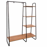 Вешалка-стеллаж "Скандинавия-1", 1470х1100х385 мм, 5 полок, металл/ЛДСП, черная/дуб, ГСС1 Ч