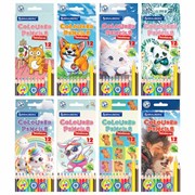 Карандаши цветные "АССОРТИ 8 ДИЗАЙНОВ 3-10 лет", 12 цветов, трехгранные, BRAUBERG, 182055