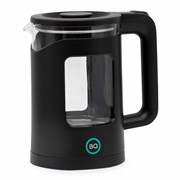 Чайник BQ (БИ-КЬЮ) KT2000G, 1,5 л, 1500 Вт, закрытый нагревательный элемент, стекло, черный, 86196739