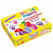 Краски пальчиковые для малышей от 1 года, 12 цветов (6 базовых + 3 пастельных + 3 флуоресцентных) по 35 мл, ЮНЛАНДИЯ, 192570
