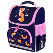 Ранец ПИФАГОР BASIC, 1 отделение, 3 кармана, эргономичная спинка, "Playing foxes", 35х28х18 см, 273136