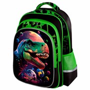 Рюкзак BRAUBERG KIDS FLOSSY, 2 отделения, 3 кармана, "Galaxy Dino", 3D-панель, 40х28х18 см, 273182