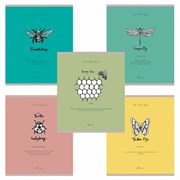 Тетрадь А5 48 л. ПЗБМ, скоба, клетка, матовая ламинация, брайль, "Насекомые шутят" (микс в спайке), 23249