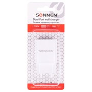 Зарядное устройство быстрое сетевое (220 В) SONNEN, USB QC 3.0 + Type-C PD 20 Вт, 3 А, белое, 455505