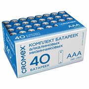 Батарейки алкалиновые "мизинчиковые" КОМПЛЕКТ 40 шт., CROMEX (КРОМЕКС) Alkaline, ААА (LR03, 24А), в коробке, 455596