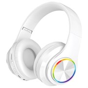 Наушники беспроводные большие светящиеся накладные, белые DASWERK (ДАСВЕРК) B-39, 513806