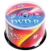 Диск DVD-R VS, 4,7 Гб, 16x, Cake Box (упаковка на шпиле), КОМПЛЕКТ 50 шт., VSDVDRCB5001