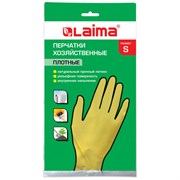 Перчатки МНОГОРАЗОВЫЕ латексные LAIMA "ЛЮКС", хлопчатобумажное напыление, ПЛОТНЫЕ, размер 6,5-7, S (малый), желтые, вес 45 г, 600569