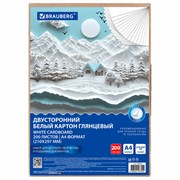 Картон белый А4 МЕЛОВАННЫЙ (белый оборот) 200 листов, в коробе, BRAUBERG, 210х297 мм, 116632