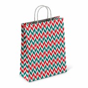 Крафт-пакет бумажный "Зигзаг" 26х15х35 см, с кручеными ручками, плотность 100 г/м2, белый, 113211