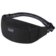 Сумка на пояс HEIKKI RIO (ХЕЙКИ), два отделения, регулируемый ремень, черная с белым, 38х12х8 см, 272617