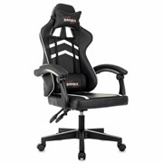 Кресло компьютерное BRABIX "Shooter GM-123", 2 подушки, экокожа, черное/белое, 533191