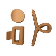 Крабы для волос НАБОР 3 шт., 4 см / 5 см / 11 см, soft touch, коричневый, MONTE VITA (МОНТЕ ВИТА), 457031