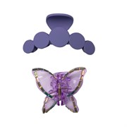 Крабы для волос НАБОР 2 шт., 7 см / 10 см, глянцевый, soft-touch, фиолетовый, MONTE VITA (МОНТЕ ВИТА), 457033