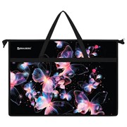 Папка для рисунков и чертежей с ручками BRAUBERG А3, пластик, молния сверху, "Butterflies", 273412