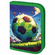 Пенал ПИФАГОР, 1 отделение, 1 откидная планка, полиэстер, 19х13 см, "Football match", 273476