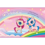 Альбом для рисования А4 40 л., скоба, TWIN-лак, ПЗБМ, 205х295 мм, "Единорожки" (микс в спайке), 43461