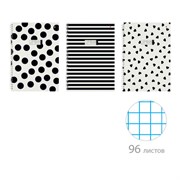 Тетрадь А4 96 л. АЛЬТ гребень, клетка, глянцевая ламинация, "BLACK&WHITE" (3 вида), 7-96-1354
