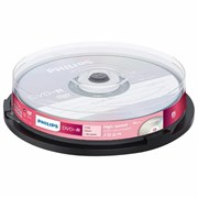 Диск DVD-R PHILIPS, 4,7 Гб, 16x, Cake Box (упаковка на шпиле), КОМПЛЕКТ 10 шт., DM4S6B10F/97