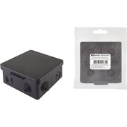 Распаечная коробка TDM ELECTRIC ОП 100х100х55мм, крышка, IP54, 8вх., черная, инд. штрихкод