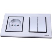 Двухклавишный выключатель + розетка Metronex Комплект-2