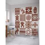 Шторка-занавеска для ванной JoyArty Этнос в квадратах