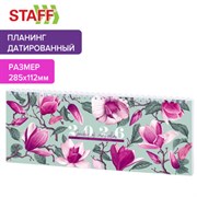 Планинг датированный 2026 285х112 мм, STAFF, гребень, картонная обложка, 64 л., "Сад магнолий", 117365